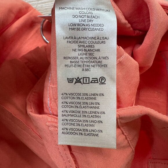 NWT Anthropologie The Colette Linen Cropped Wide Leg Pants Maeve Orange 24T TALL - Picture 8 of 10